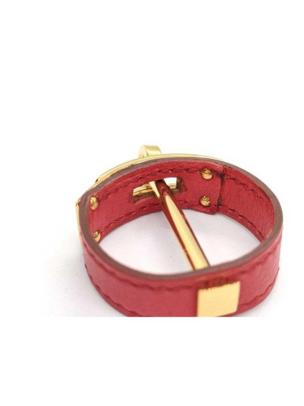 Hermes Scarf Ring Kelly Gold Red Leather - Picture 5 of 10